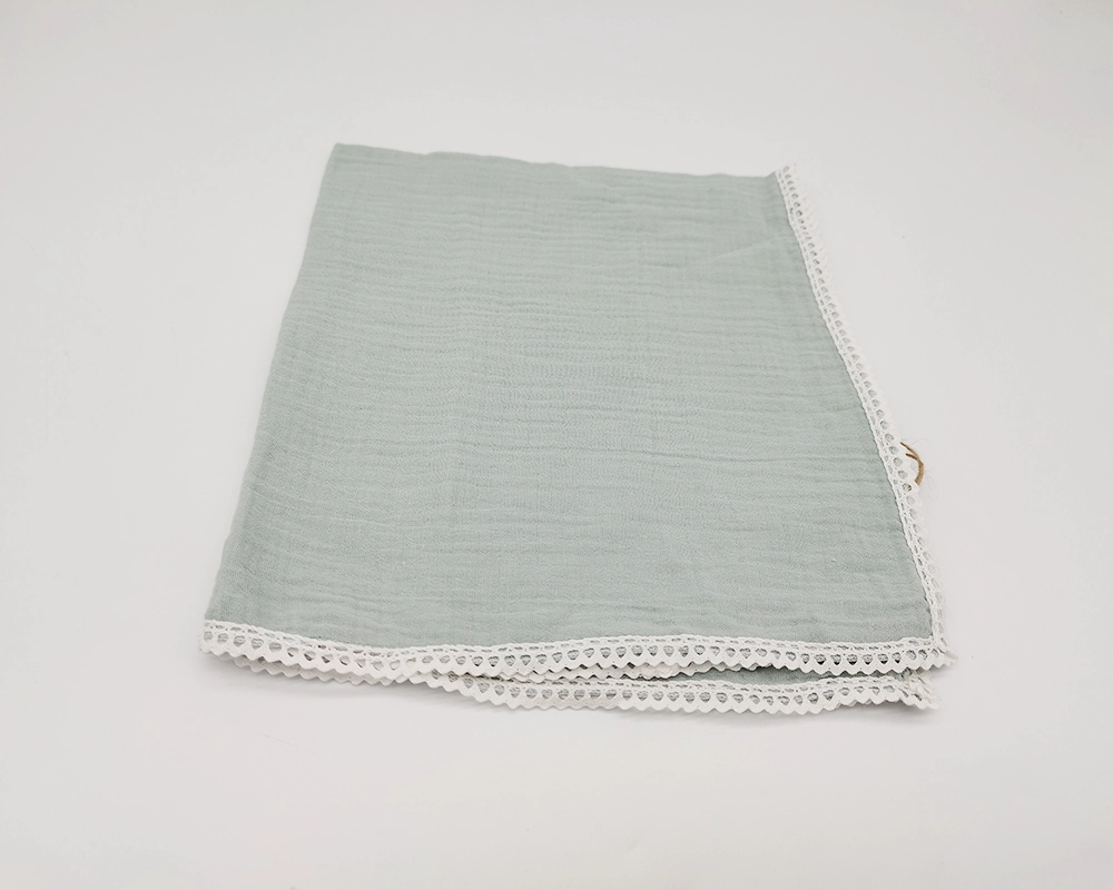 Gasa de Muselina 50x80 cm con Delicada Puntilla Blanca